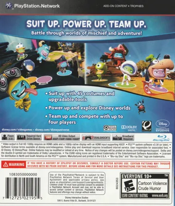 Disney Universe (USA) (v1.01) (Disc) (Update) box cover back